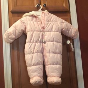 Carter’s 6-9 pink snow suit with mittens